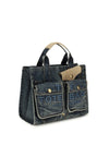 medium cargo denim tote bag