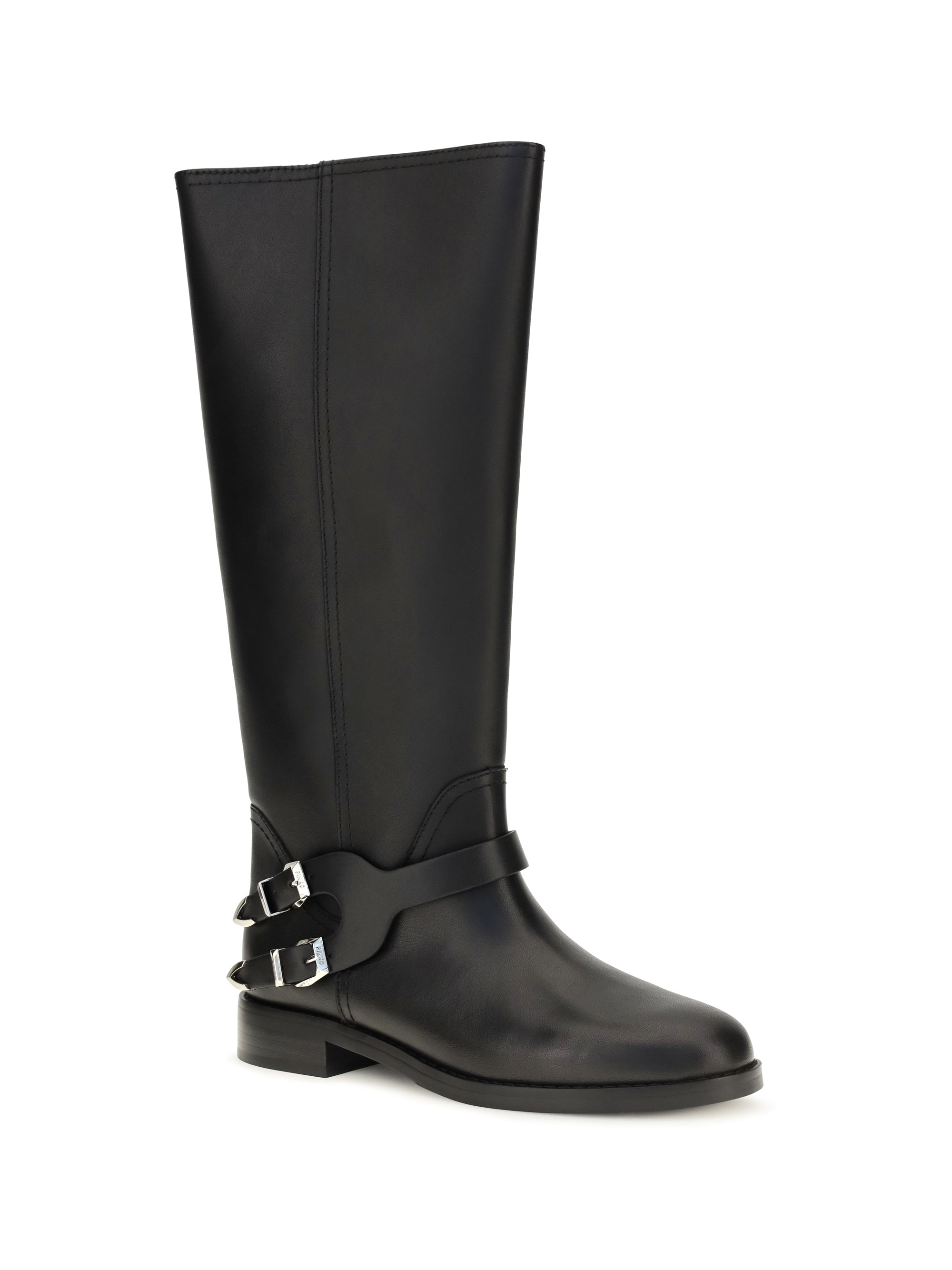 leather boots with buckle