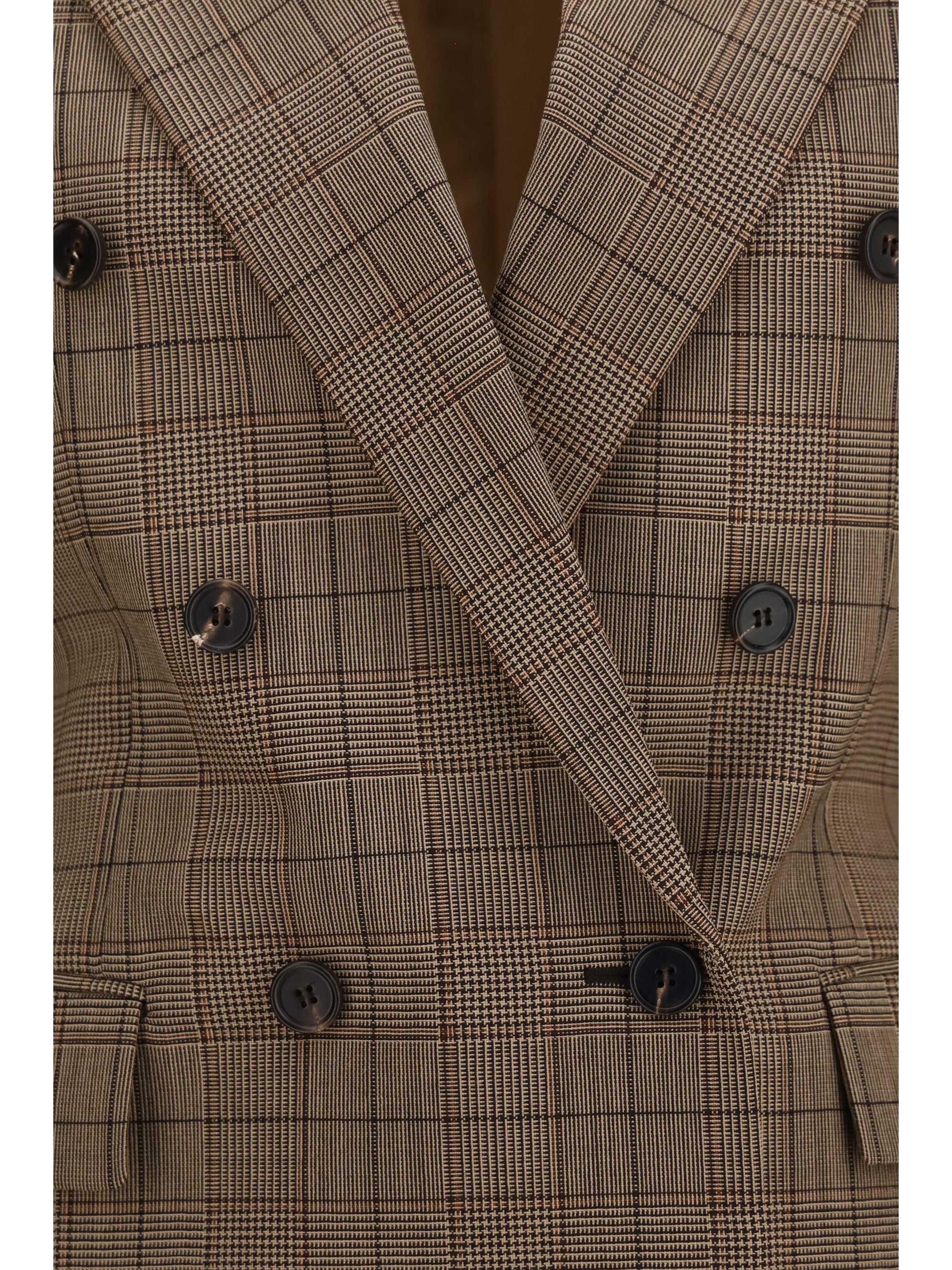 checked double-breasted blazer