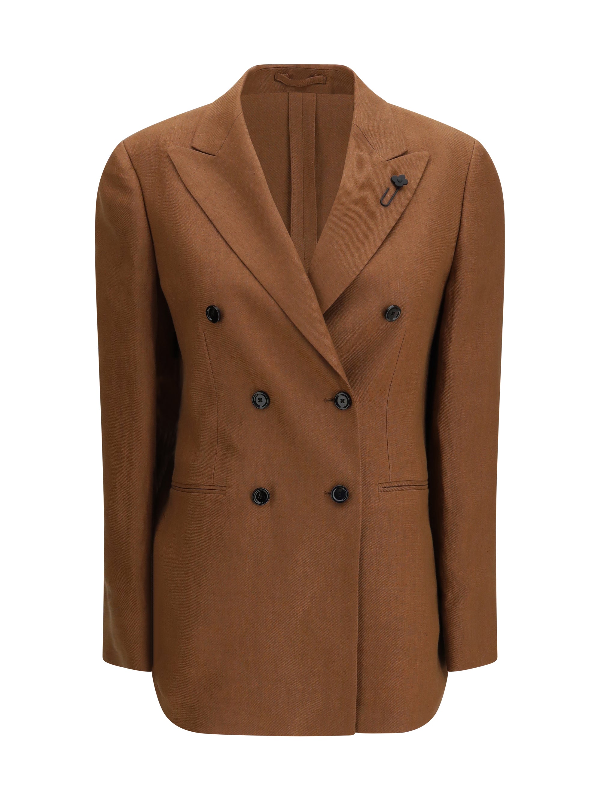 double-breasted linen blazer