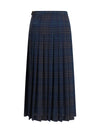 pleated check wool-blend skirt