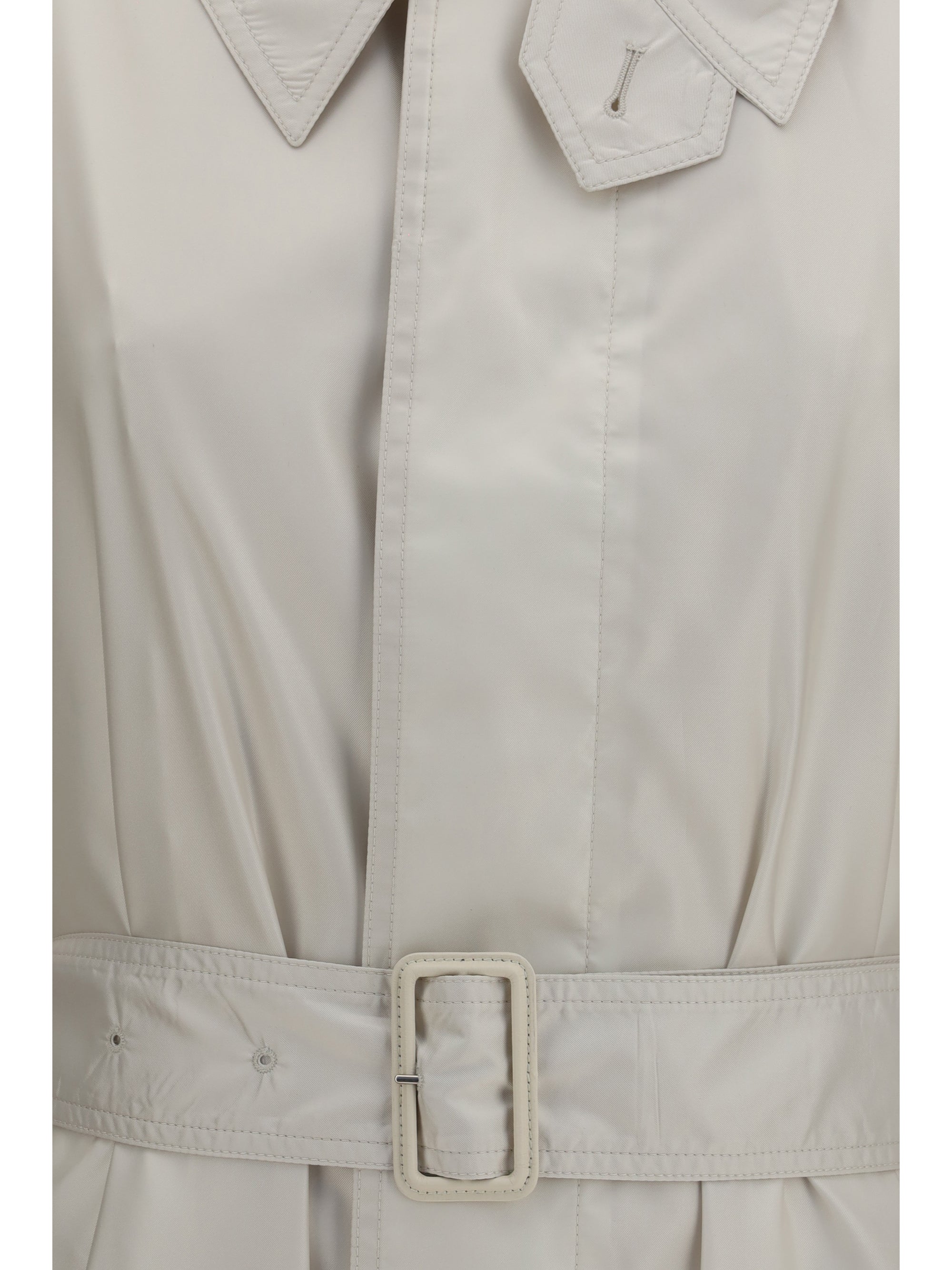 belted cotton twill trench coat