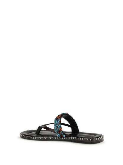 DRIES VAN NOTEN 36 slip-on leather sandals with sequins