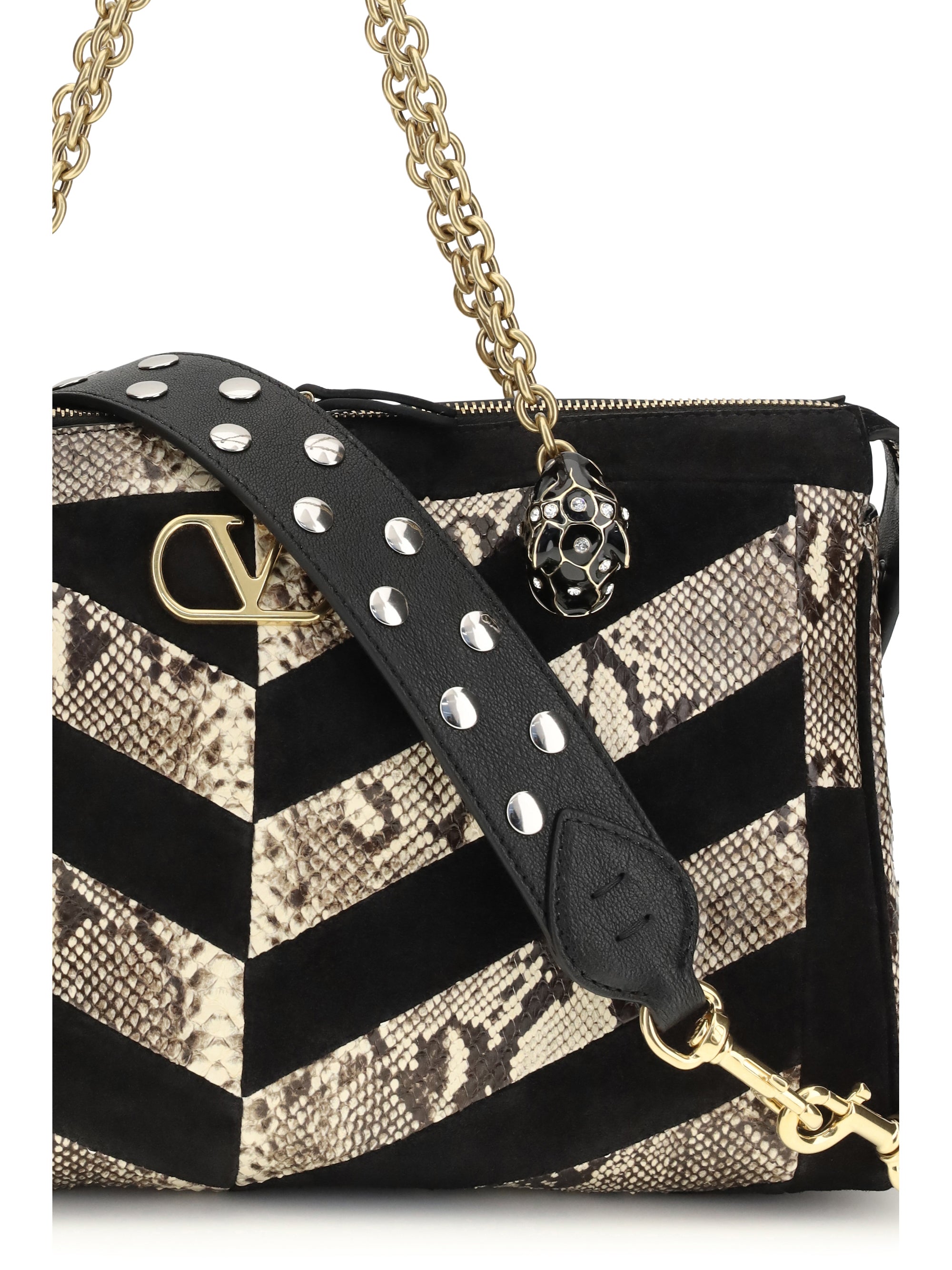 panthea shoulder bag in python and suede