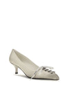 lace-up antique-finish leather pumps