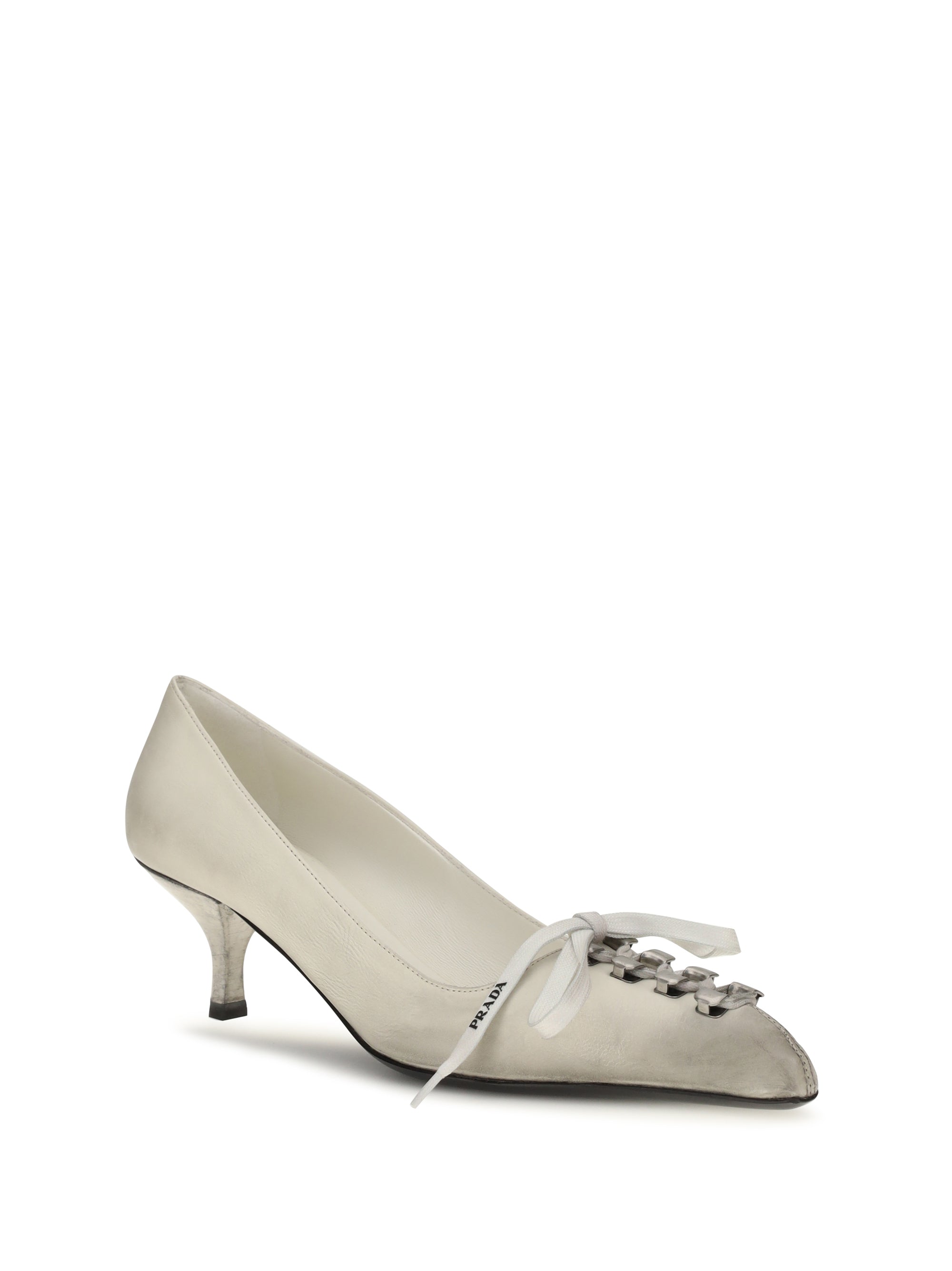 lace-up antique-finish leather pumps