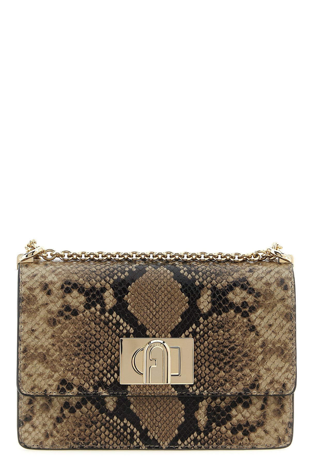 furla 1927 mini crossbody bag in python-printed leather