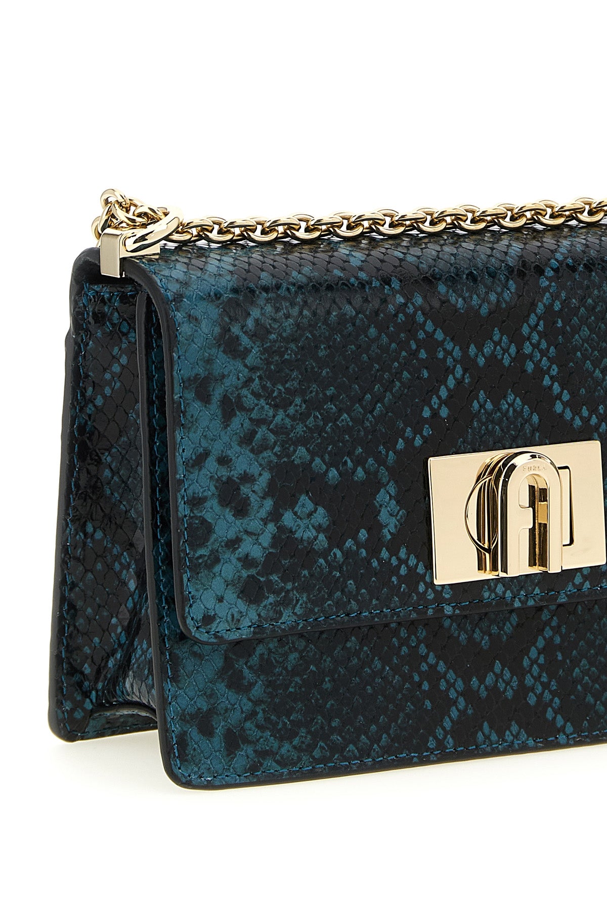furla 1927 mini crossbody bag in python-printed leather
