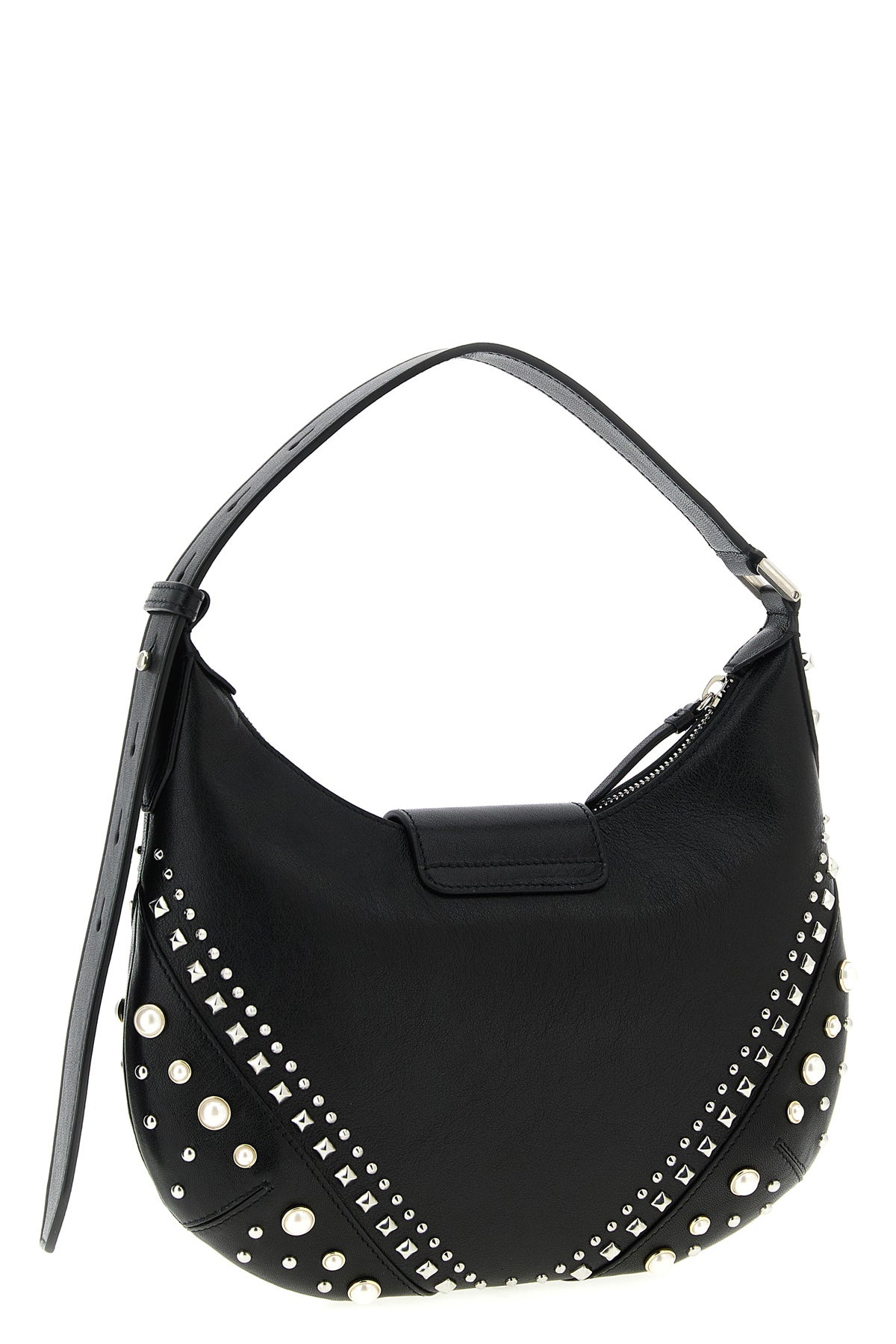 small bar hobo shoulder bag in biker leather