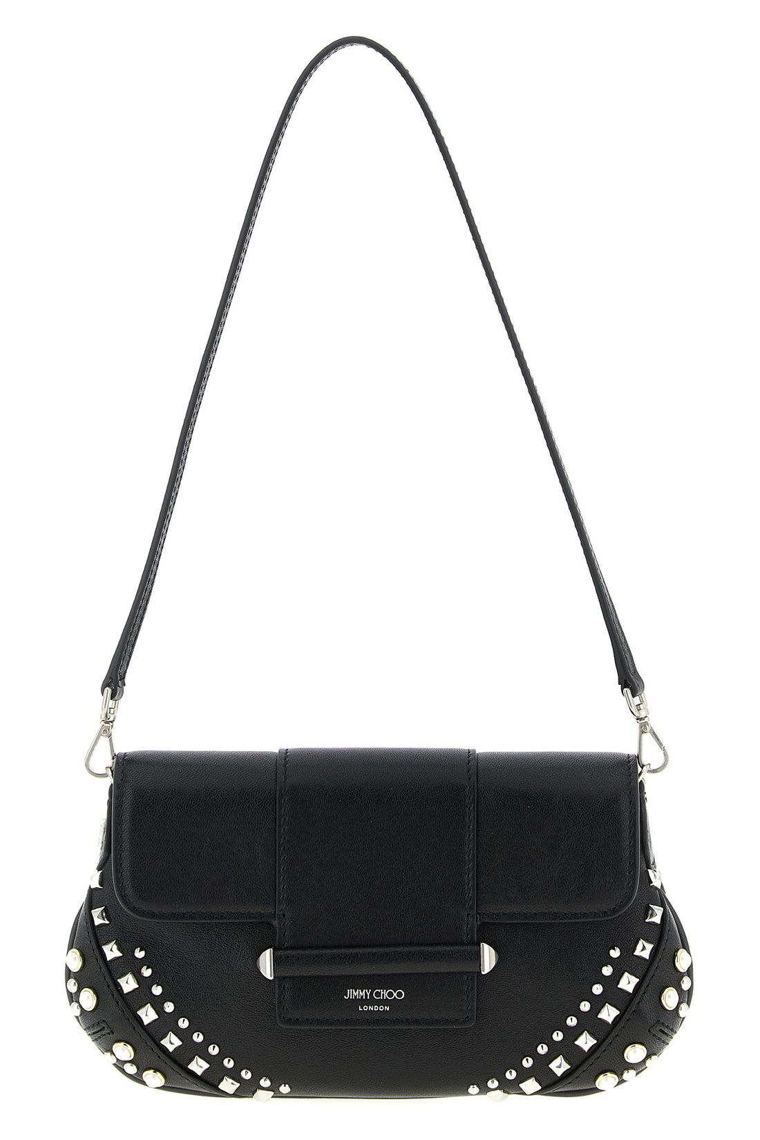 JIMMY CHOO OS bar wallet on chain in smooth biker leather