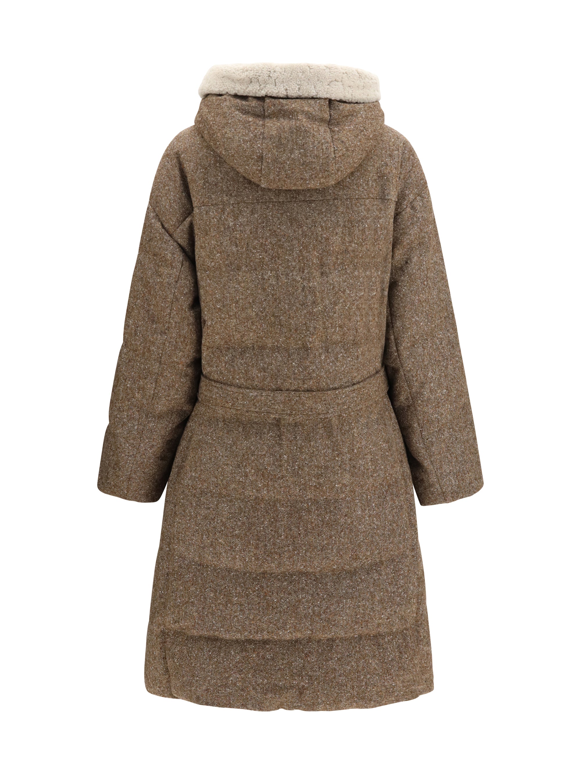 long padded coat with belt