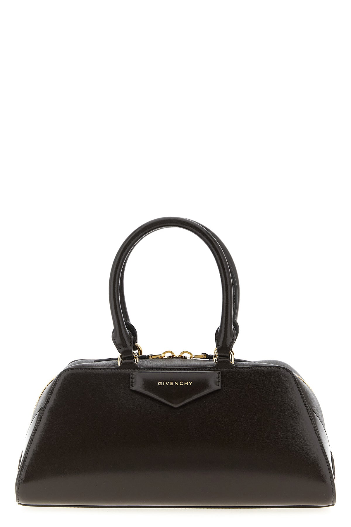 small antigona east-west box leather and shiny antigona cube handbag in long