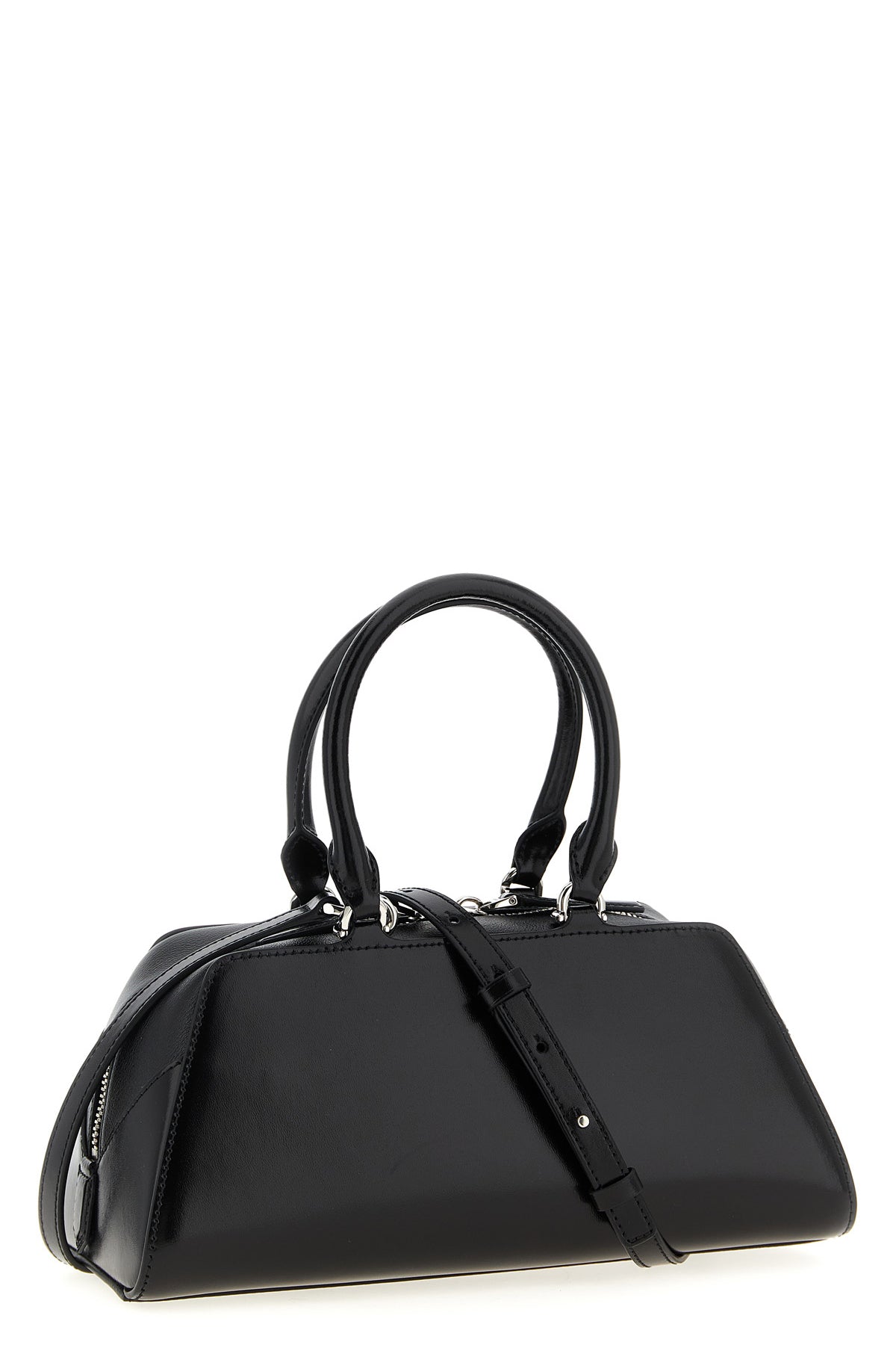 small antigona east-west box leather and shiny antigona cube handbag in long