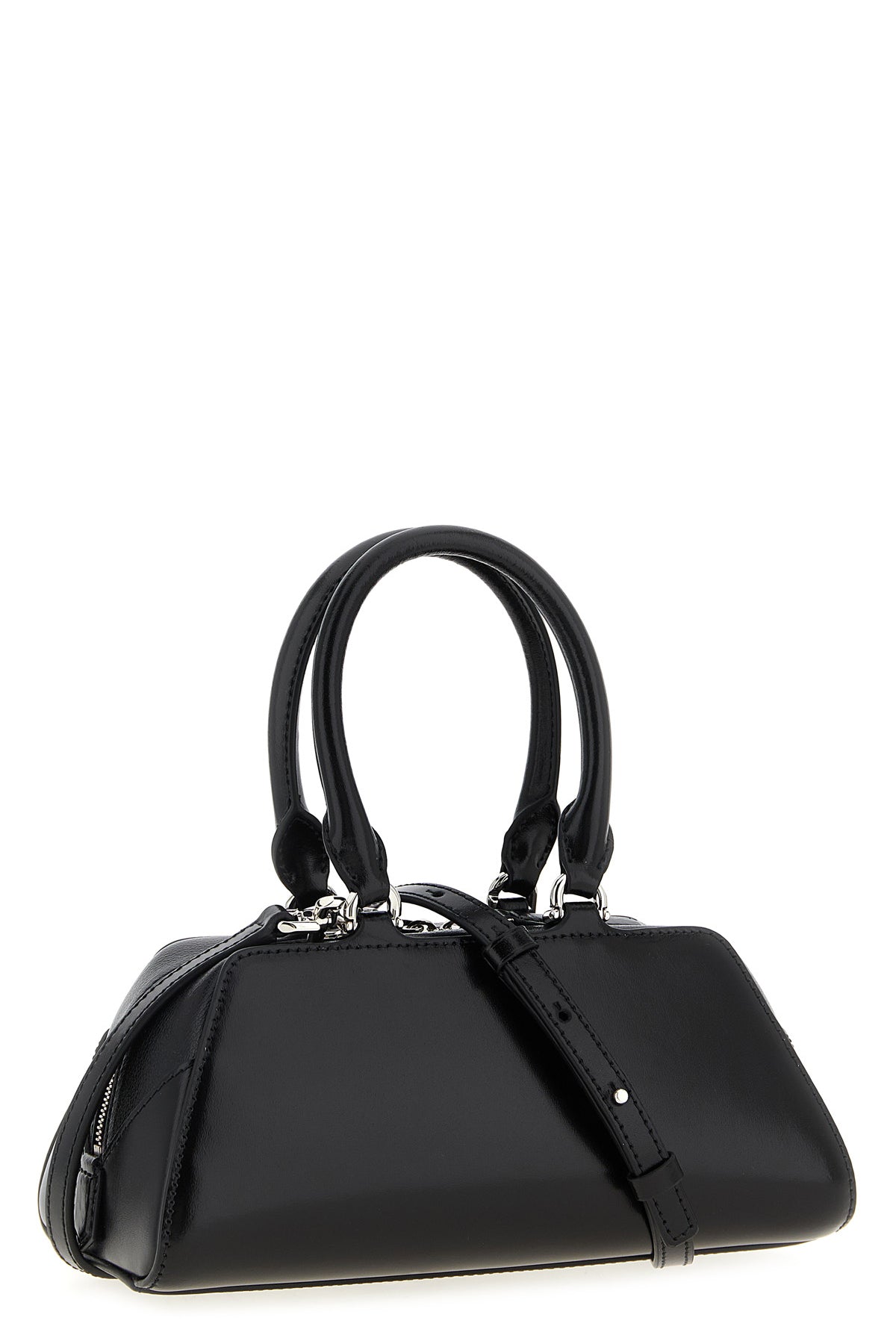antigona east-west box leather mini handbag and shiny full-grained leather