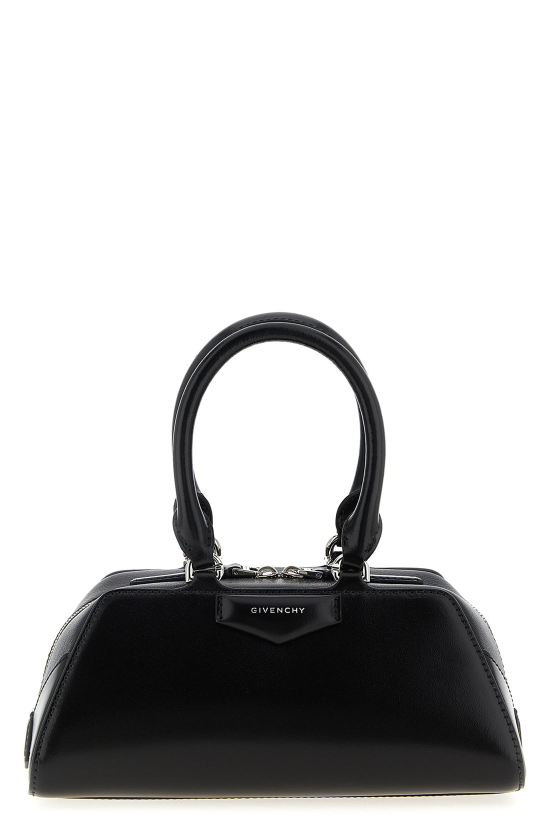GIVENCHY OS antigona east-west box leather mini handbag and shiny full-grained leather