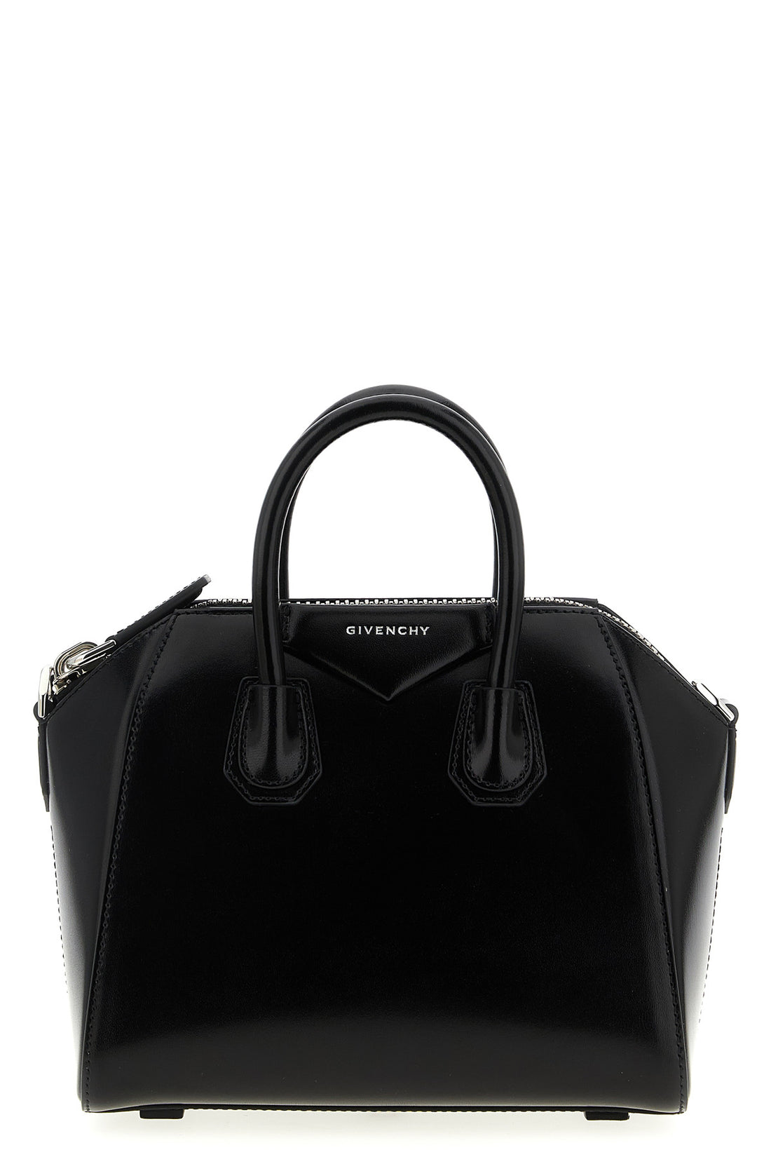 GIVENCHY OS solid color antigona mini handbag in box leather