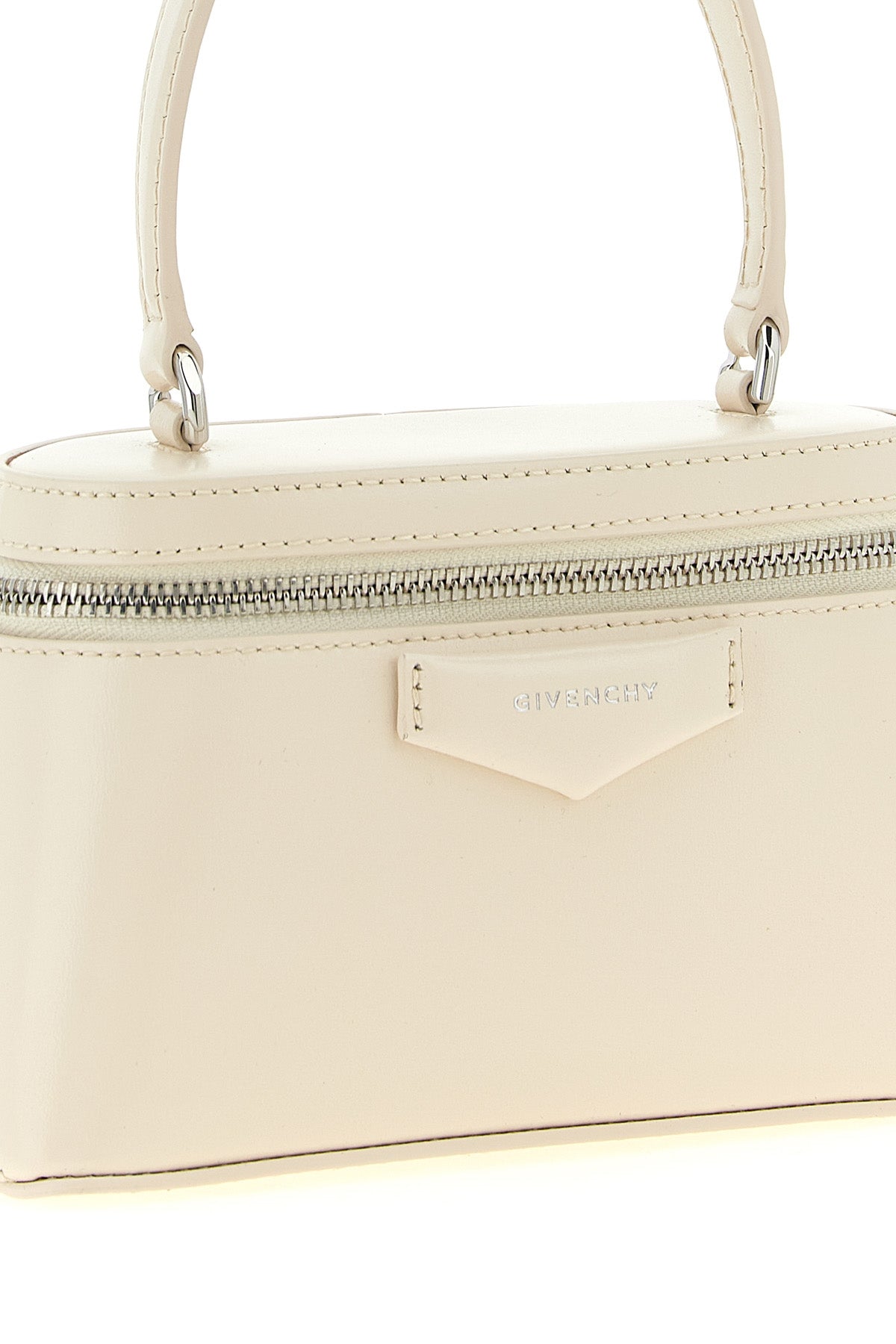 box-shaped leather handbag