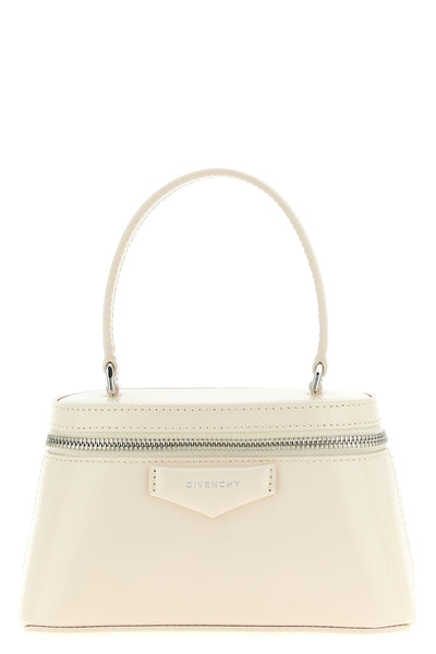 box-shaped leather handbag