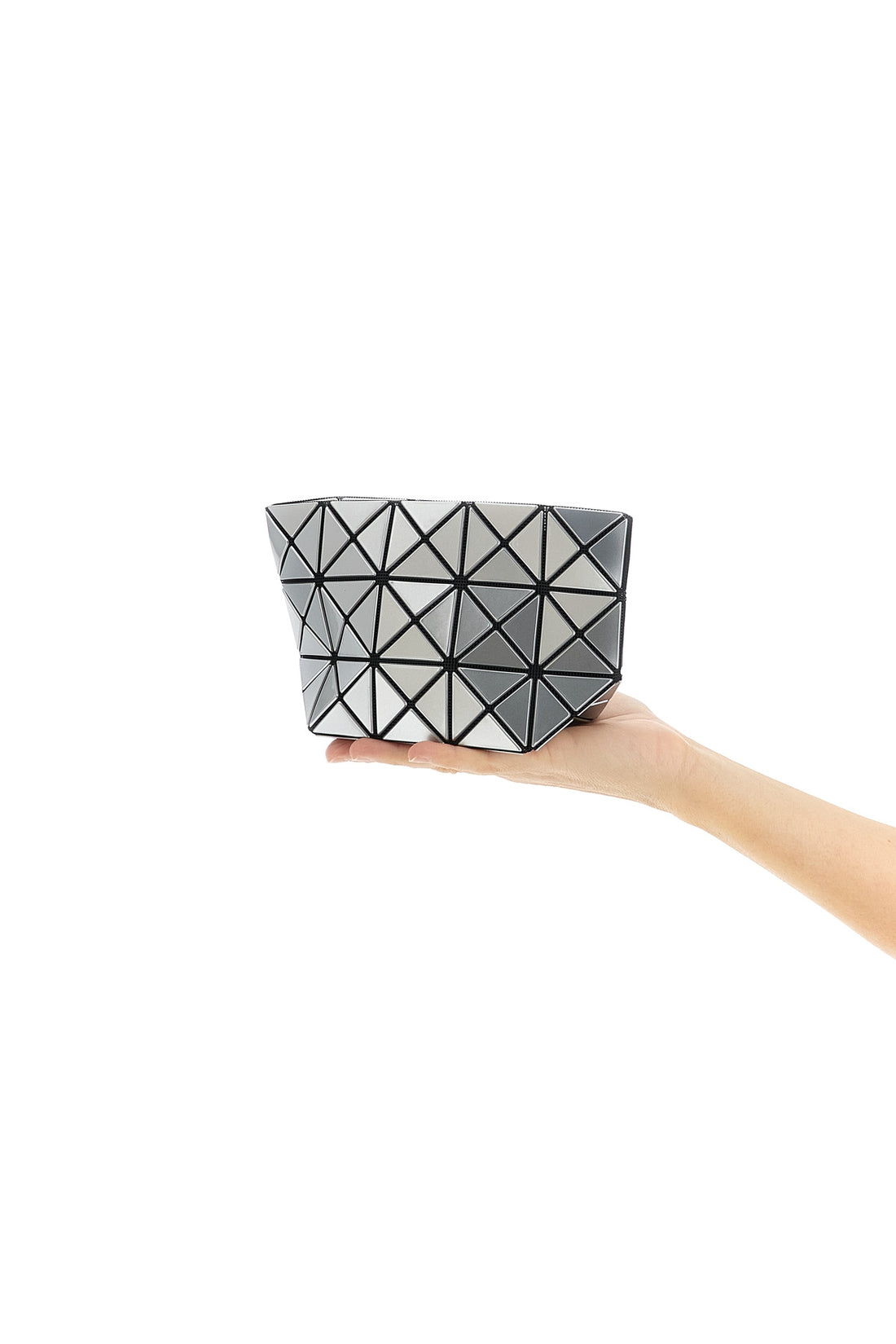 BAO BAO ISSEY MIYAKE OS prism clutch bag in mesh texture and metallic-effect pvc
