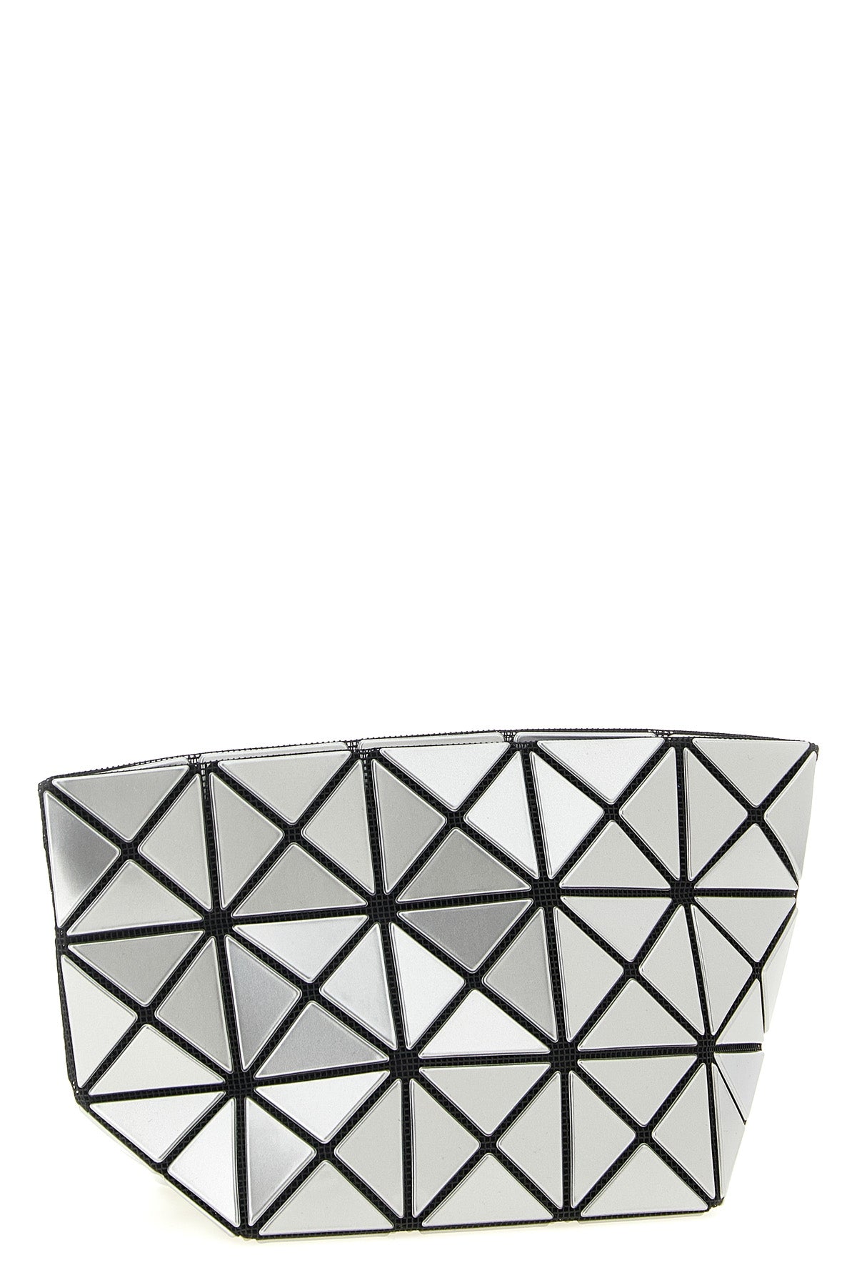 prism clutch bag in mesh texture and metallic-effect pvc