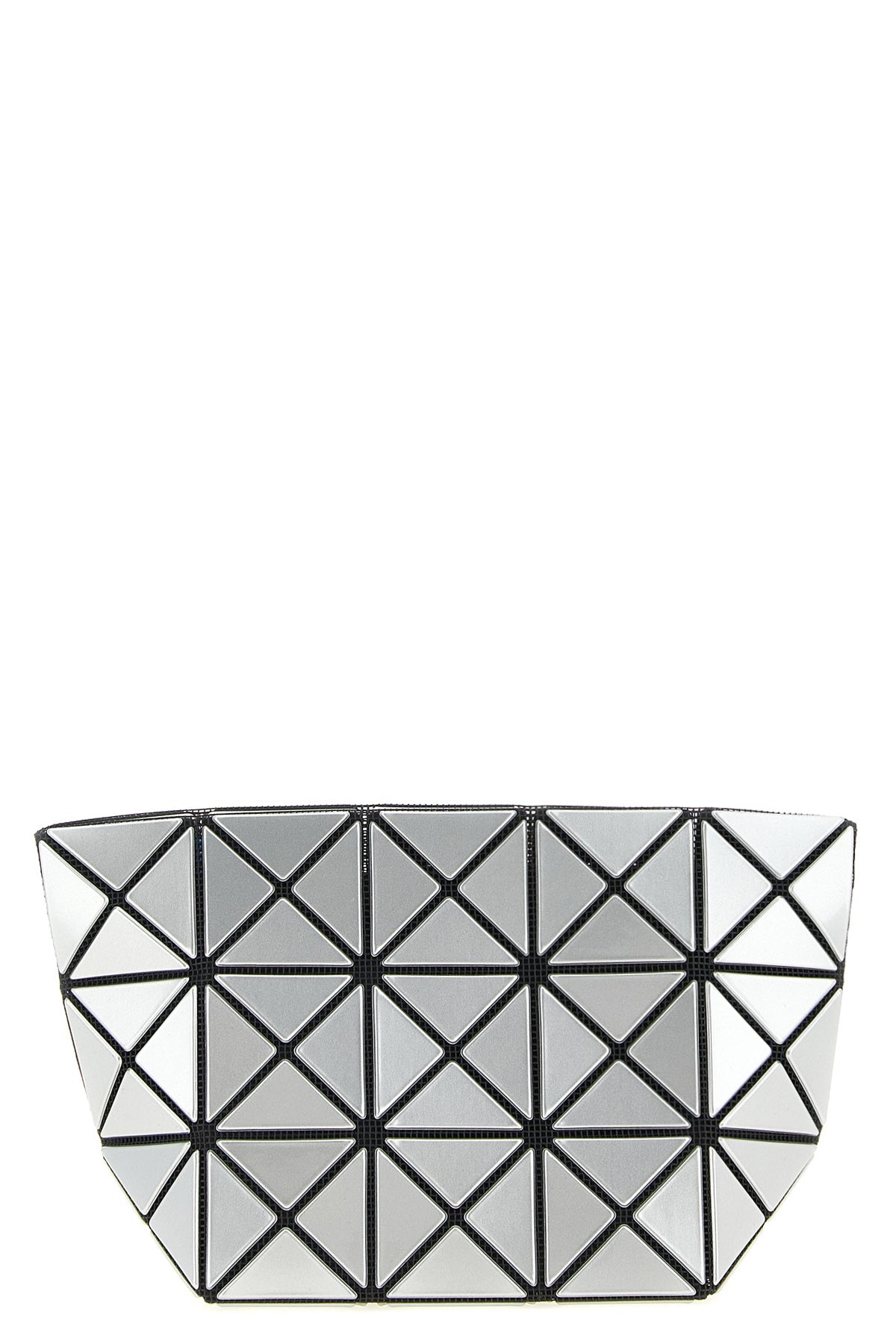 prism clutch bag in mesh texture and metallic-effect pvc