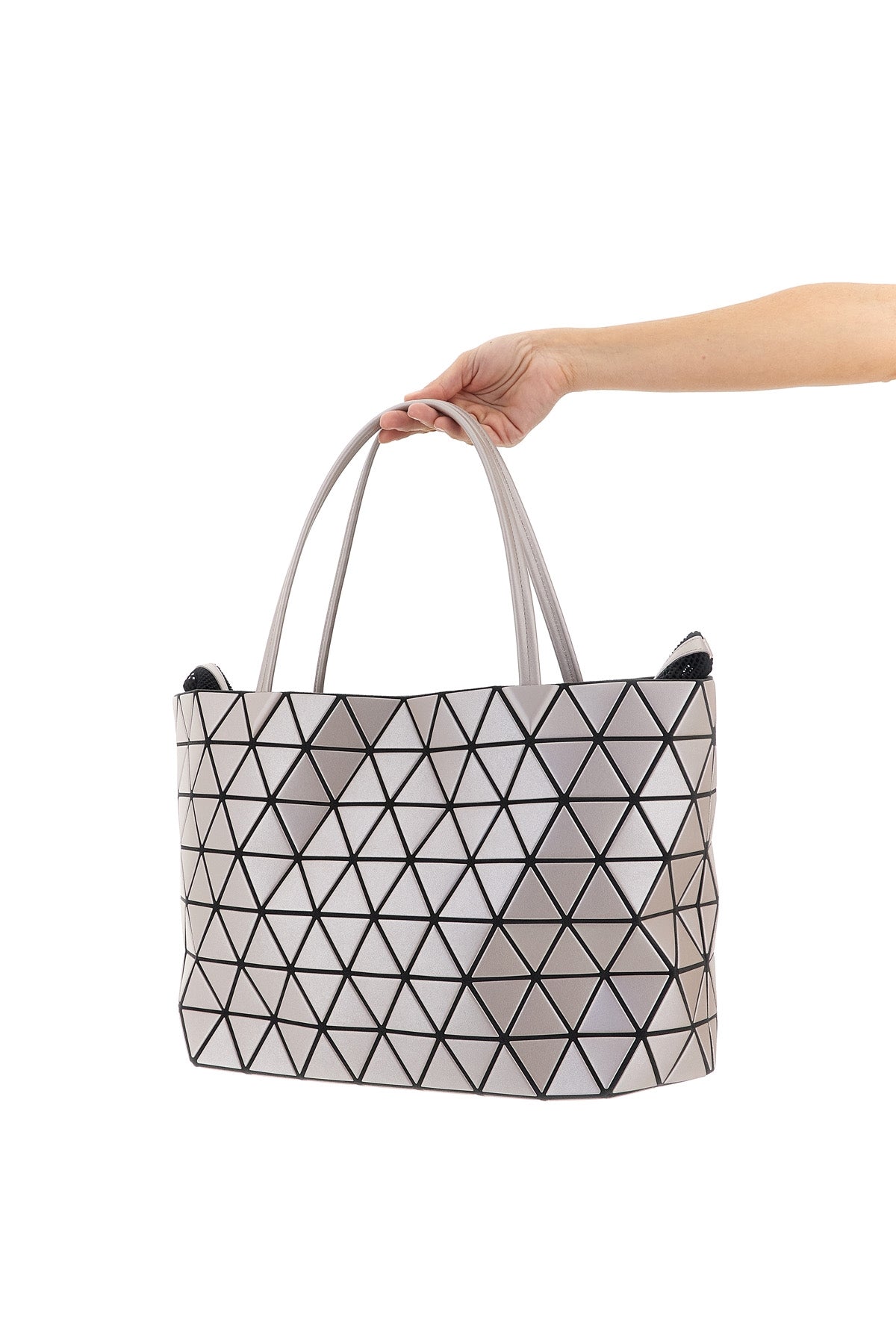 bateau mesh and pvc fabric handbag