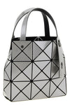 small carat handbag in mesh fabric and pearlescent pvc