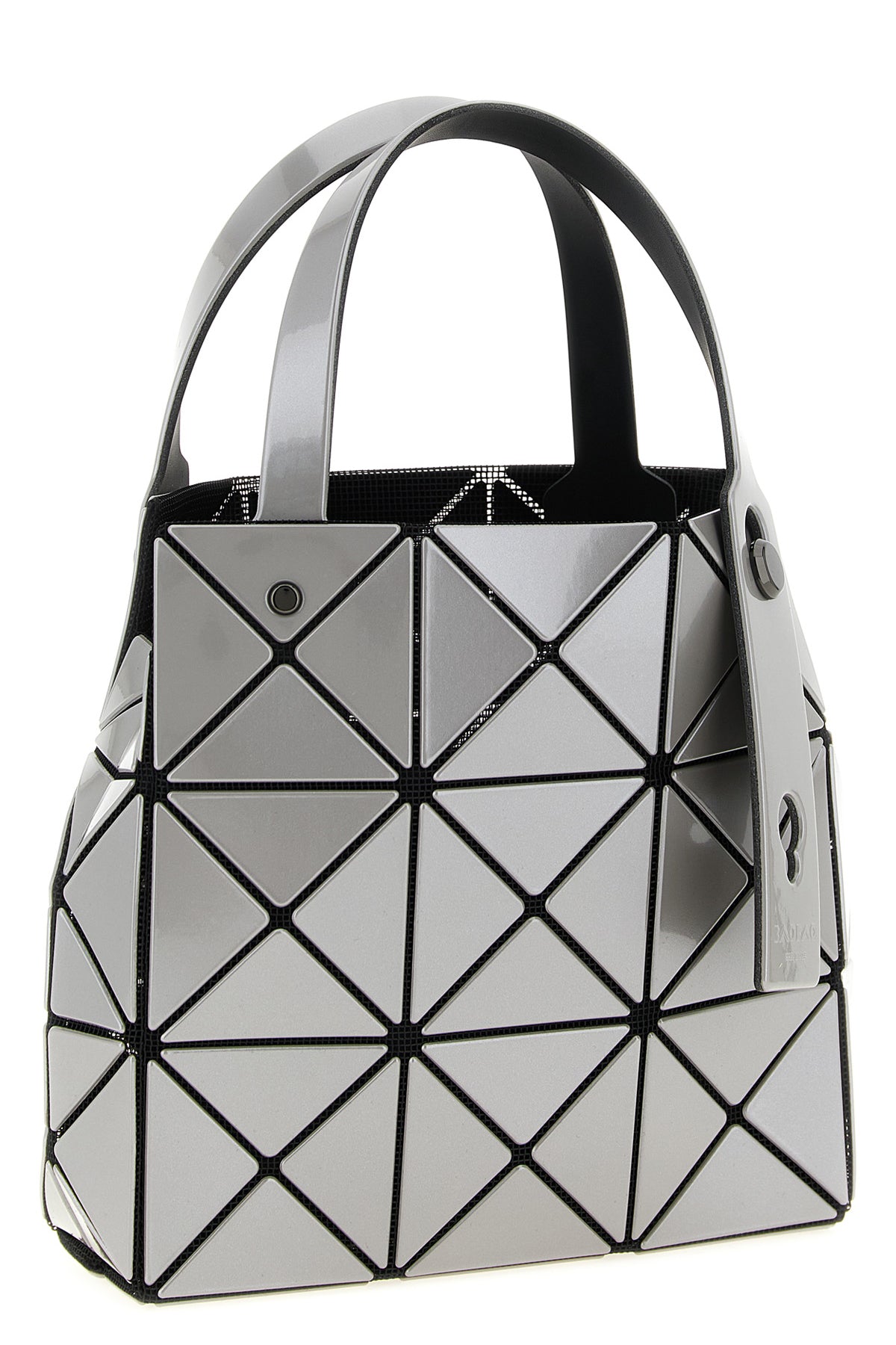 small carat handbag in mesh fabric and pearlescent pvc