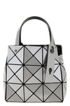 small carat handbag in mesh fabric and pearlescent pvc
