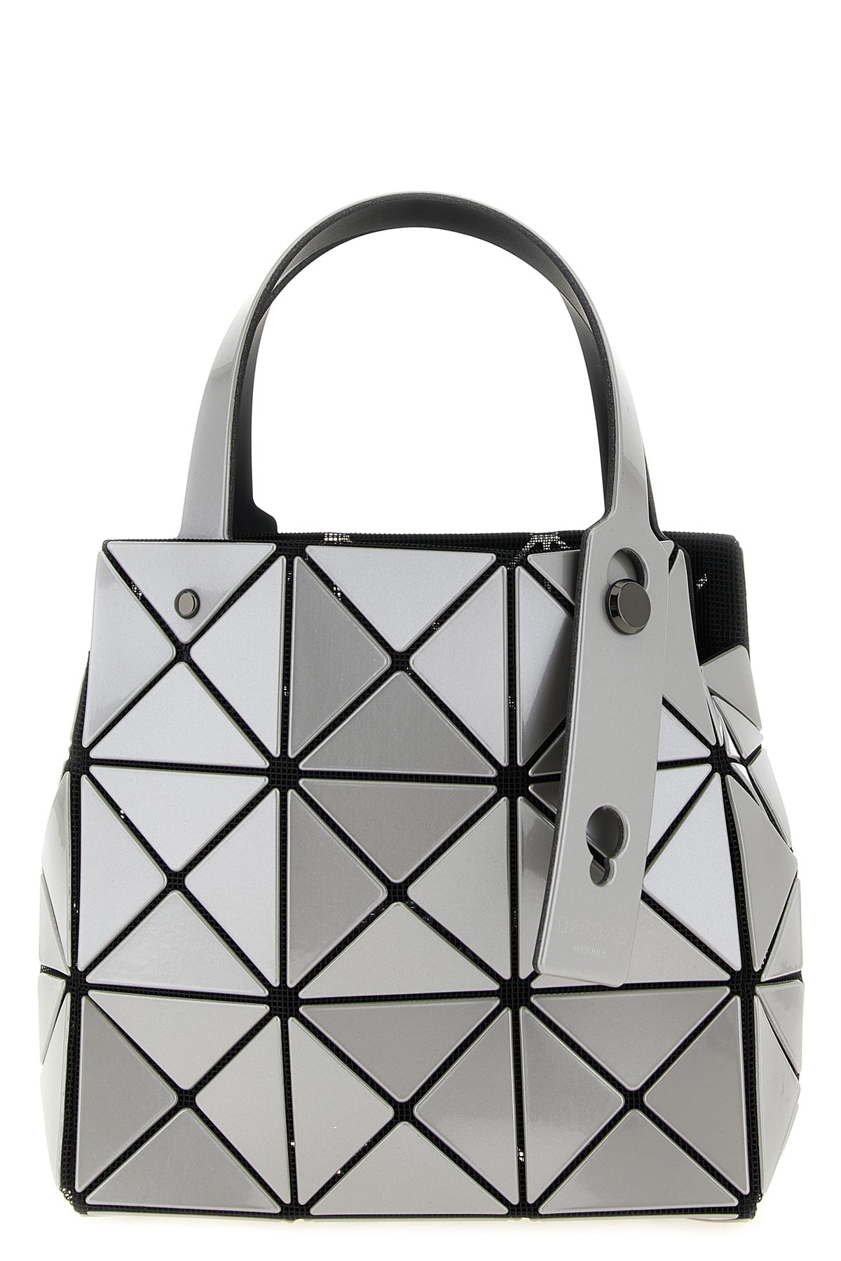 small carat handbag in mesh fabric and pearlescent pvc