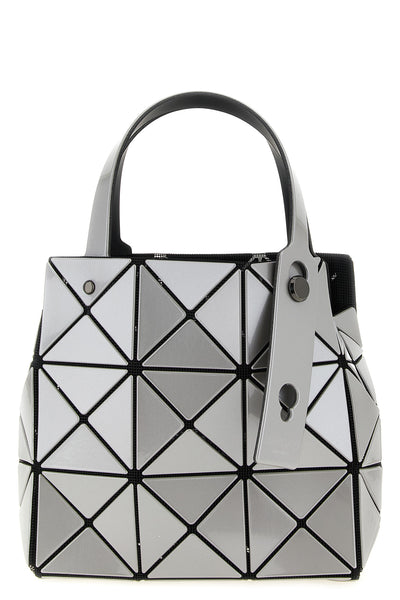 small carat handbag in mesh fabric and pearlescent pvc