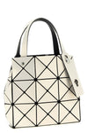 small carat handbag in mesh fabric and pearlescent pvc