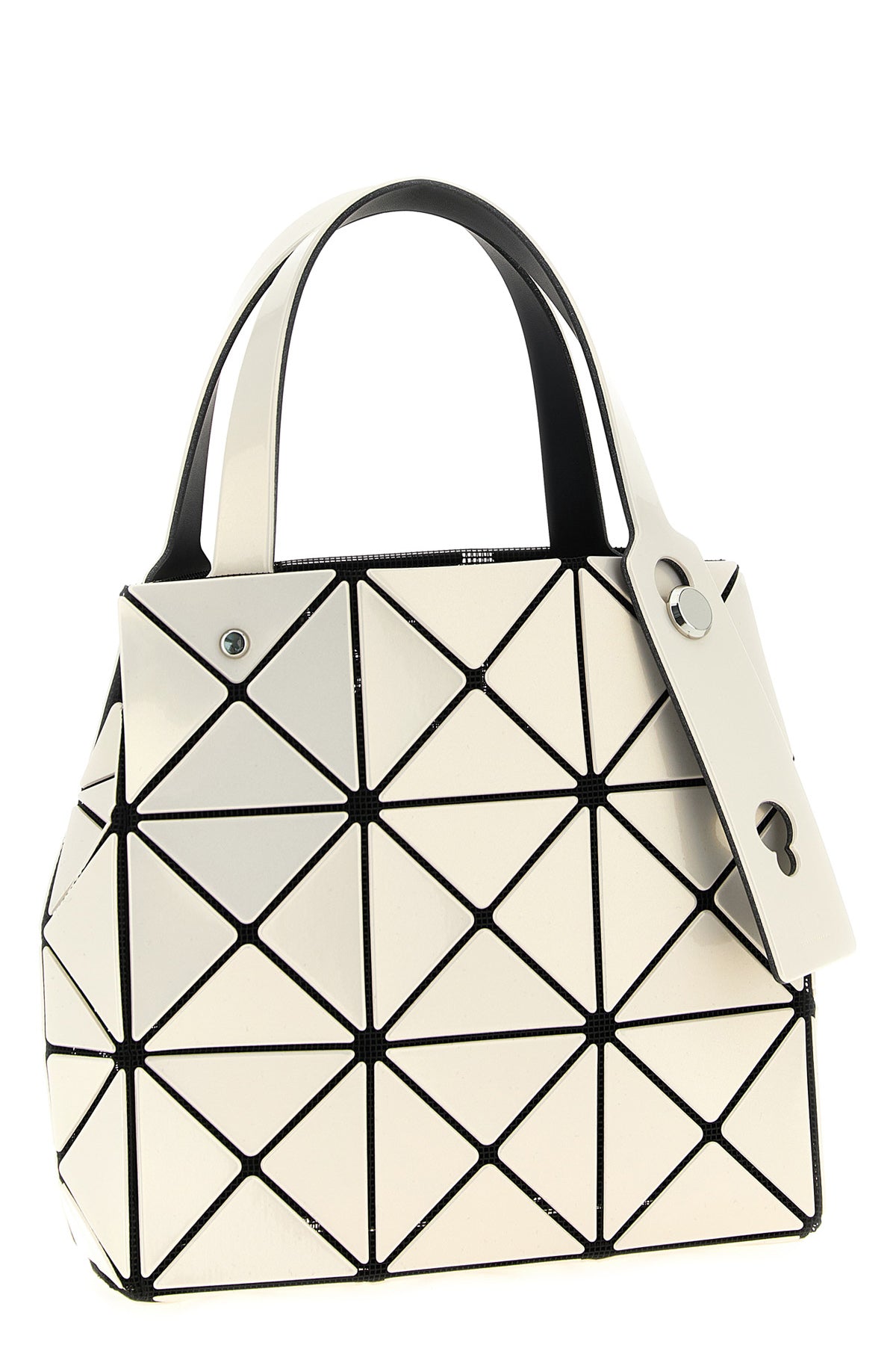 small carat handbag in mesh fabric and pearlescent pvc
