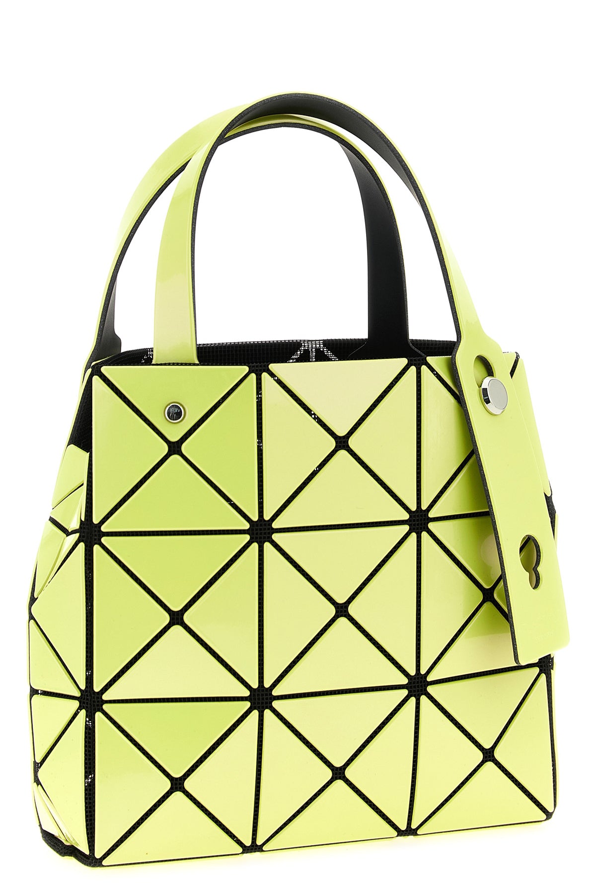 small carat handbag in mesh fabric and pearlescent pvc