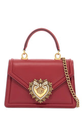 red poppy leather shoulder and crossbody bag with heart motif