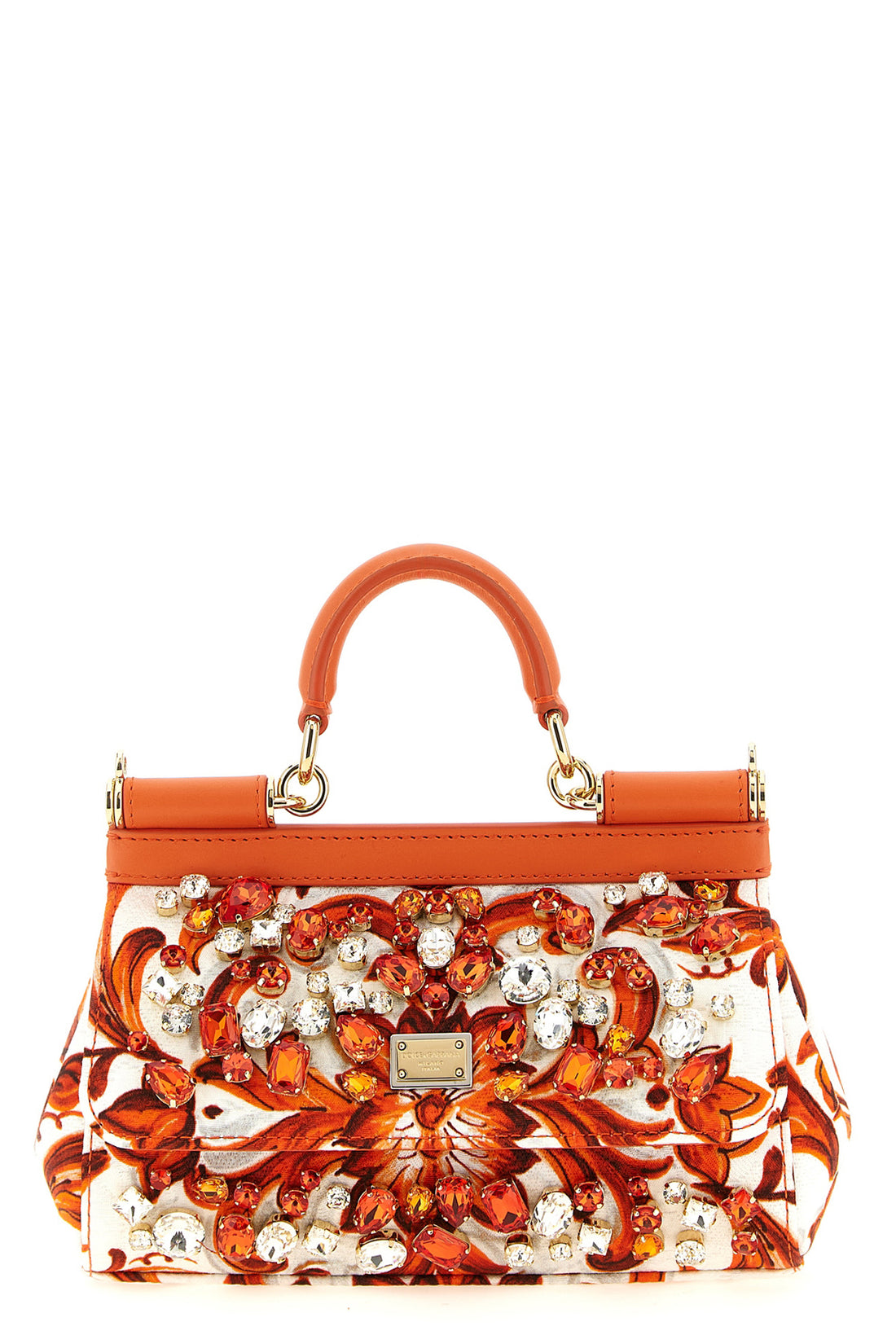 DOLCE &amp; GABBANA OS sicily mini handbag in maiolica print brocade fabric