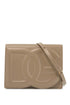 taupe calfskin crossbody bag with adjustable strap