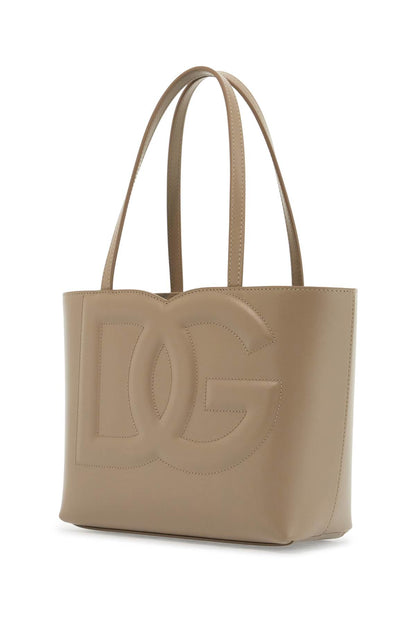 structured shopping bag in taupe smooth calfskin