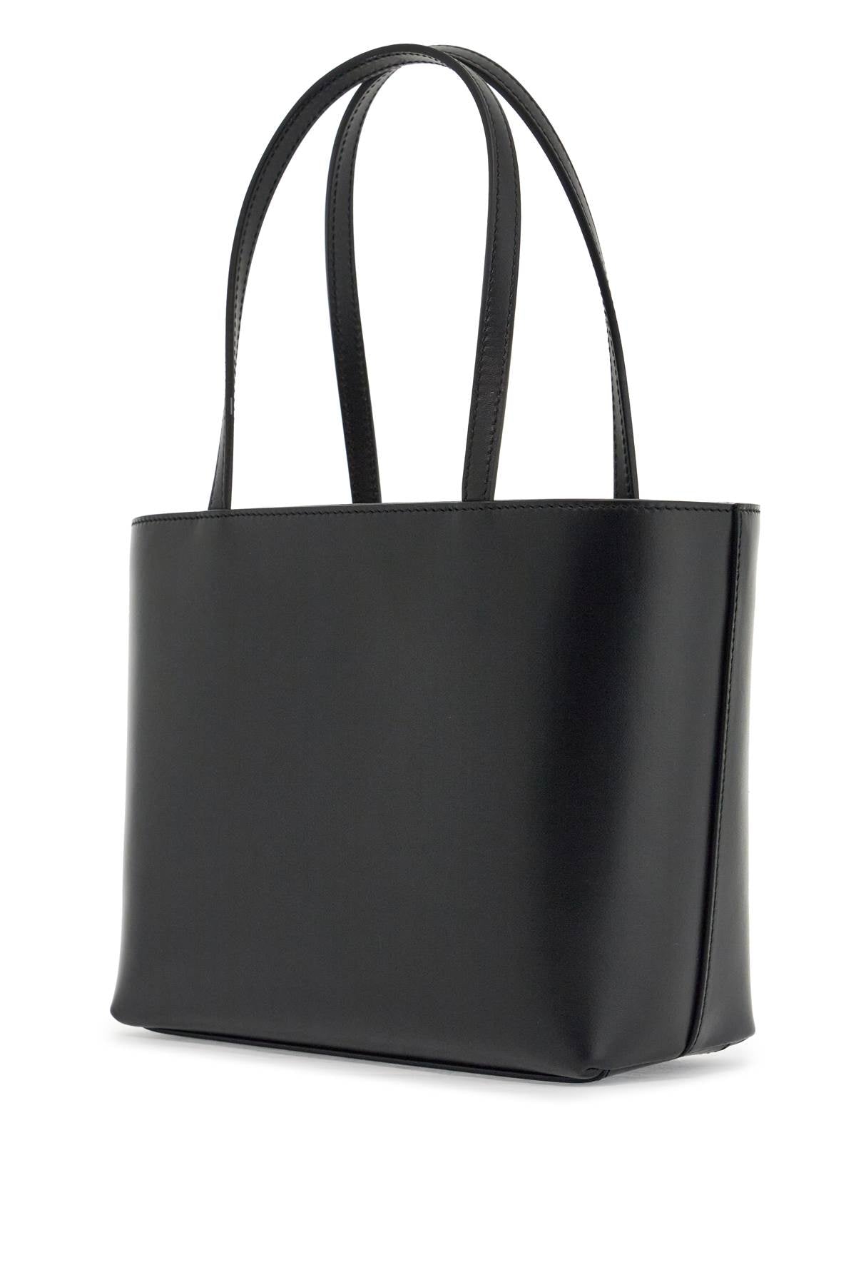 black smooth calfskin rectangular shopping bag