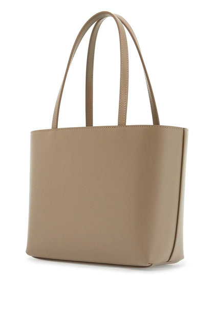 structured shopping bag in taupe smooth calfskin