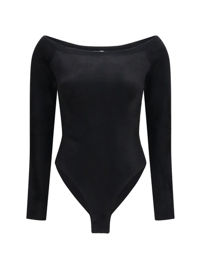 velvet off-shoulder bodysuit
