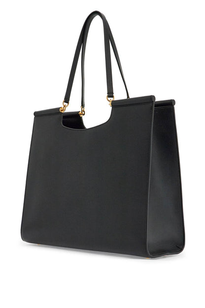 large black leather tote bag