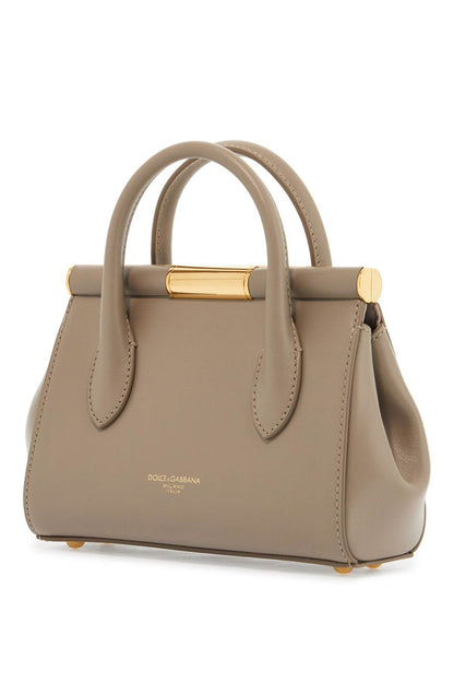 taupe leather handbag with lock