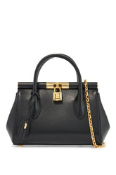 black calfskin handbag with gold chain