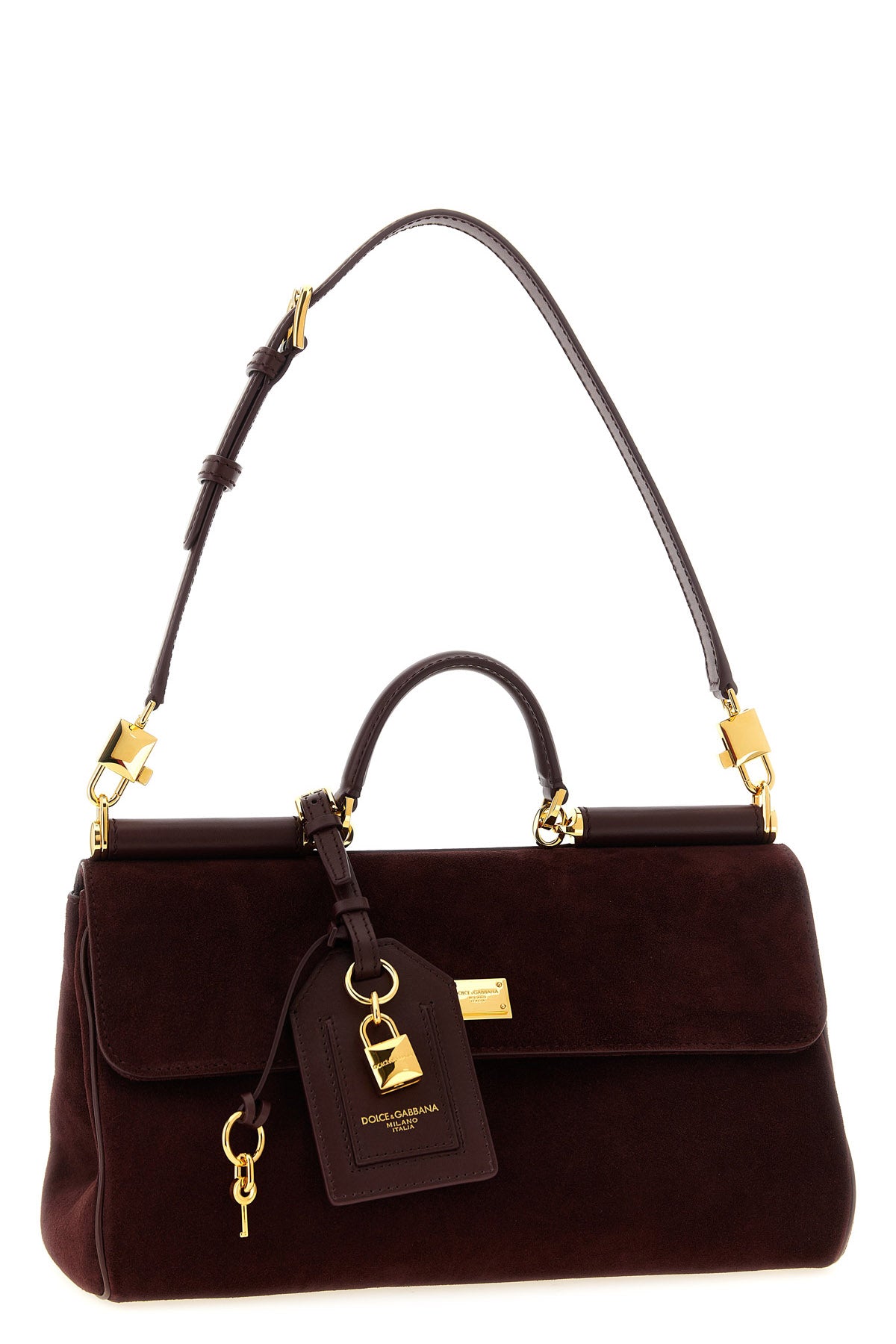 the dolce & gabbana my sicily handbag in fine burgundy suede features a structur