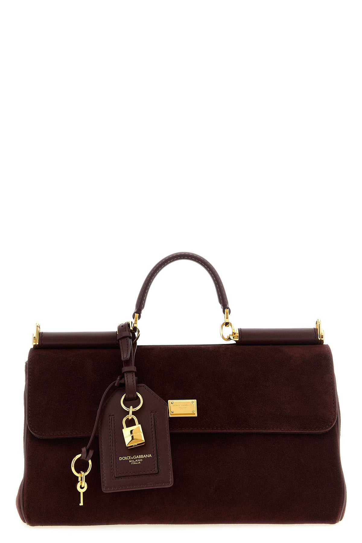 the dolce & gabbana my sicily handbag in fine burgundy suede features a structur