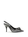floral-detail leather slingback pumps