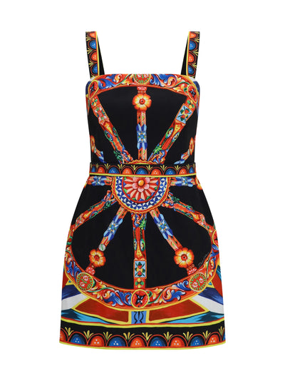 fitted printed boat-neck dress