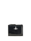 slim flap leather wallet with orb plaque
