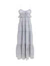paule long ruffled dress